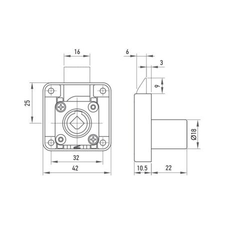 Замок для тумбочки Muller CL 22mm