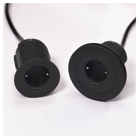 Меблева розетка ASA Versatag 1x220 1xUSB чорна (060.36F.00001)