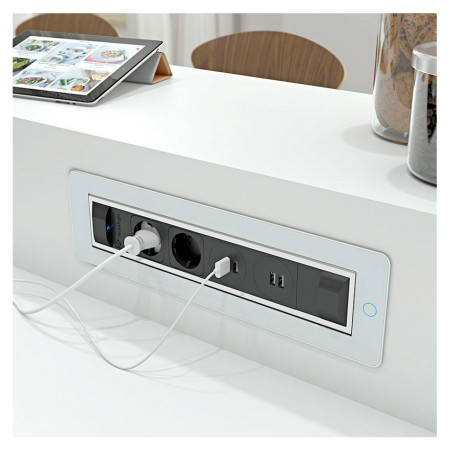 Обертаємий розетковий блок ASA Versaturn 3.0 біле скло 3x220V+USB (060.24F.00032)