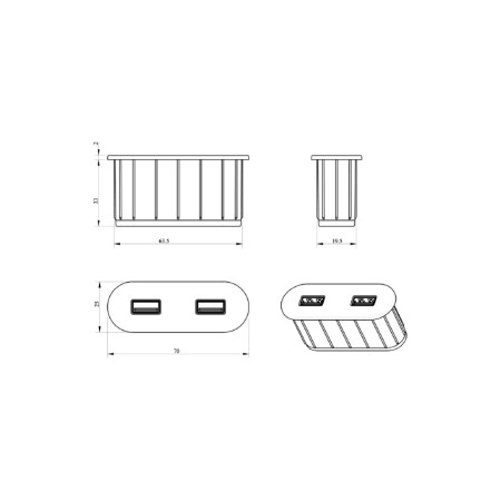 Мебельная USB розетка  ASA VersaPick type A+C золото (060.29Z.00064)