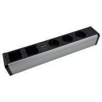 Розетковий блок ASA VersaTek 3x220+1USB 5V з двома вільними тунелями, алюміній (061.00F.00020)