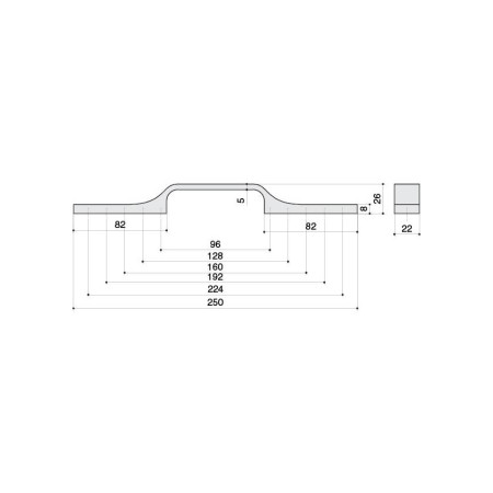 Ручка-скоба Citterio Giulio 224-96 мм (8 1094.B000.0903) матовое золото