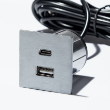 Мебельная USB розетка  ASA VersaPick type A+C нержавеющая сталь (060.29Z.00041)