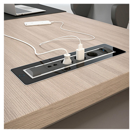 Вращающийся розеточный блок ASA Versaturn 3.0 черное стекло 3x220V+USB (060.24F.00031)