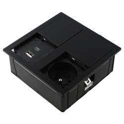 Розеточный блок ASA VersaHit Dual 1x220+1USB 5V IP54 матовый черный (060.15F.00045)