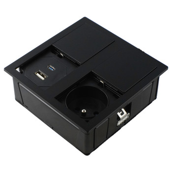 Купити Розеточный блок ASA VersaHit Dual 1x220+1USB 5V IP54 матовый черный (060.15F.00045) РОЗЕТКА В СТІЛЬНИЦЮ від ASA Plastici