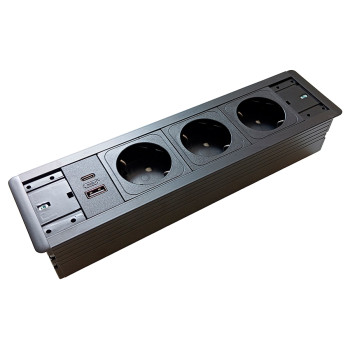 Купить Розеточный блок ASA VersaFrame 3.0 3x220 USB 5V черный (060.40F.00009) РОЗЕТКА В СТОЛЕШНИЦУ от ASA Plastici