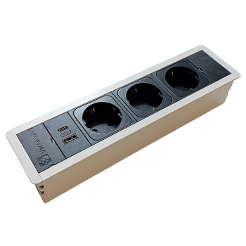 Купити Розеточный блок ASA VersaFrame 3.0 3x220 USB 5V белый (060.40F.00008) РОЗЕТКА В СТІЛЬНИЦЮ від ASA Plastici