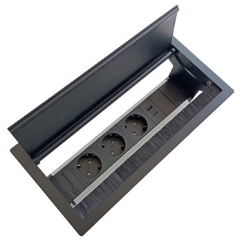 Купити Розеточный блок ASA VersaFlap mono 2.0 (060.42F.00023) 3x220 USB 5V, отделка - черный РОЗЕТКА В СТІЛЬНИЦЮ від ASA Plastici