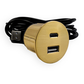 Купити Мебельная USB розетка  ASA VersaPick type A+C круглая золото (060.29Z.00040) РОЗЕТКА В СТІЛЬНИЦЮ від ASA Plastici