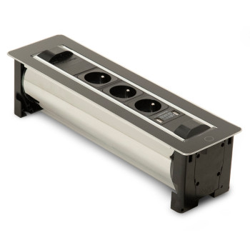 Купити Вращающийся розеточный блок ASA Versaturn 3.0 черное стекло 3x220V+USB (060.24F.00031) РОЗЕТКА В СТІЛЬНИЦЮ від ASA Plastici
