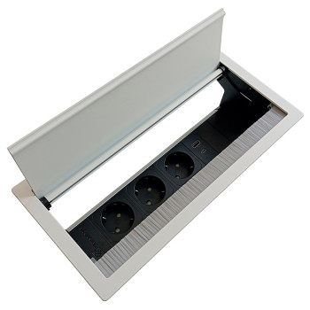 Купить Розеточный блок ASA VersaFlap mono 2.0 (060.42F.00022) 3x220 USB 5V, отделка - белый РОЗЕТКА В СТОЛЕШНИЦУ от ASA Plastici