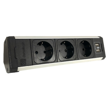 Купить Розеточный модуль ASA Versadesk 3x220 USB 2 порта A  (060.23F.00131) РОЗЕТКА В СТОЛЕШНИЦУ от ASA Plastici