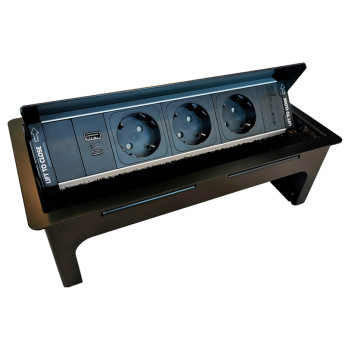 Купити Розеточный блок ASA Versanet 3x220+1USB матовый черный (060.31F.00026) РОЗЕТКА В СТІЛЬНИЦЮ від ASA Plastici