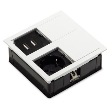 Купить Розеточный блок ASA VersaHit Dual 1x220+1USB 5V IP54 холодный белый RAL 9003 (060.15F.00015) РОЗЕТКА В СТОЛЕШНИЦУ от ASA Plastici