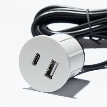Купить Мебельная USB розетка  ASA VersaPick type A+C матовый белый RAL9010 (060.29Z.00035) РОЗЕТКА В СТОЛЕШНИЦУ от ASA Plastici