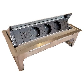 Купити Розеточный блок ASA Versanet 3x220+1USB нержавеющая сталь (060.31F.00031) РОЗЕТКА В СТІЛЬНИЦЮ від ASA Plastici