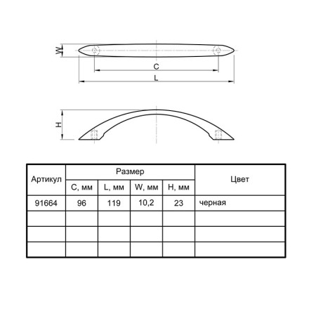 Ручка меблева US 2601/96 (DS 26 G1) чорна