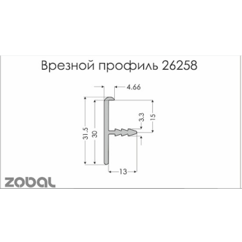 Купити Врізний профіль 26258-3, 5 м 28мм (торцевий Алюмінієвий профіль) (Ціна за пог.м) АРХІВ від Zobal