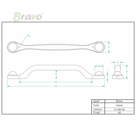 РУЧКА ДЛЯ МЕБЛІВ BRAVO CANNA/ 160, ЧОРНА