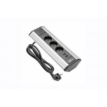 Розетка с usb угловая на 3 вилки и 2 USB серебристый РОЗЕТКА В СТОЛЕШНИЦУ от Фурнитура GTV Купить Розетка с usb угловая на 3 вилки и 2 USB серебристый РОЗЕТКА В СТОЛЕШНИЦУ от Фурнитура GTV