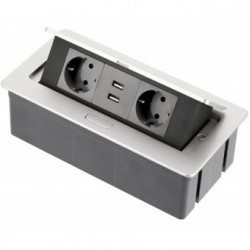 Розетка з usb горизонтальна на 2 вилки + 2 USB Soft алюміній